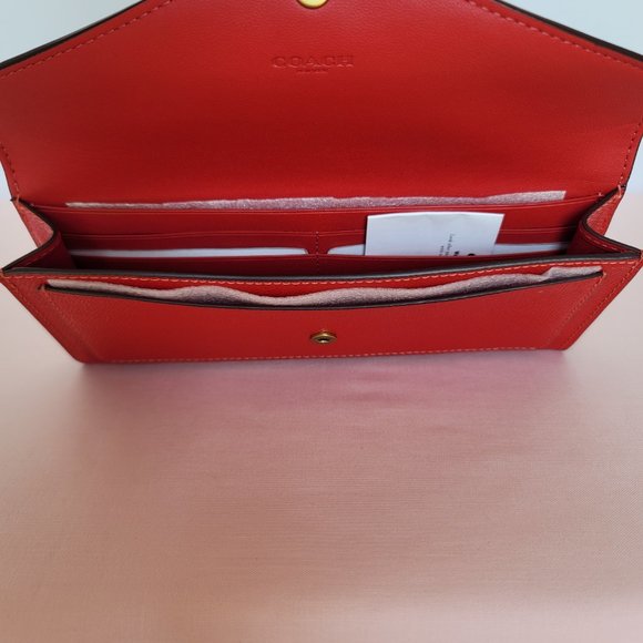 COACH Wyn Crossgrain Leather Wallet –Sport Red color⭐ - Picture 14 of 16